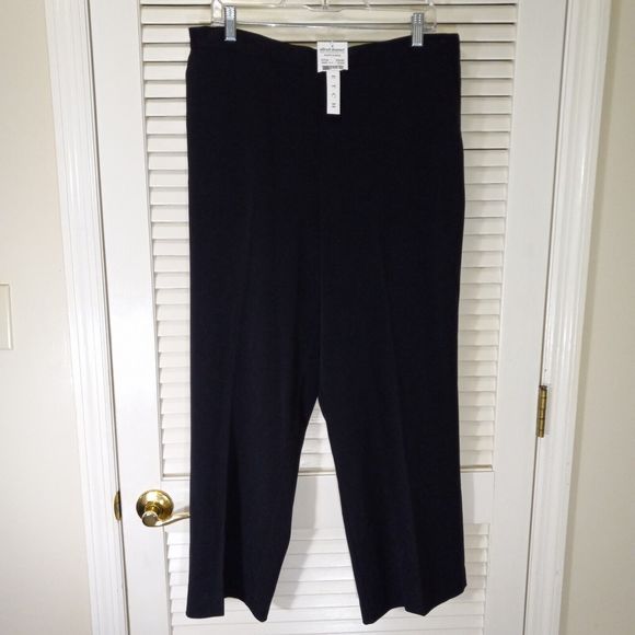 Alfred Dunner Worth Avenue Black Pants Size 16 Pull On Stretch Inseam 27 NEW - Picture 1 of 12